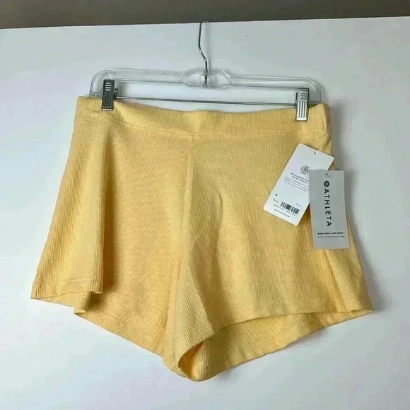 ATHLETA SLEEP SHORTS SZ M YELLOW SO SOFT NWT - Picture 1 of 4